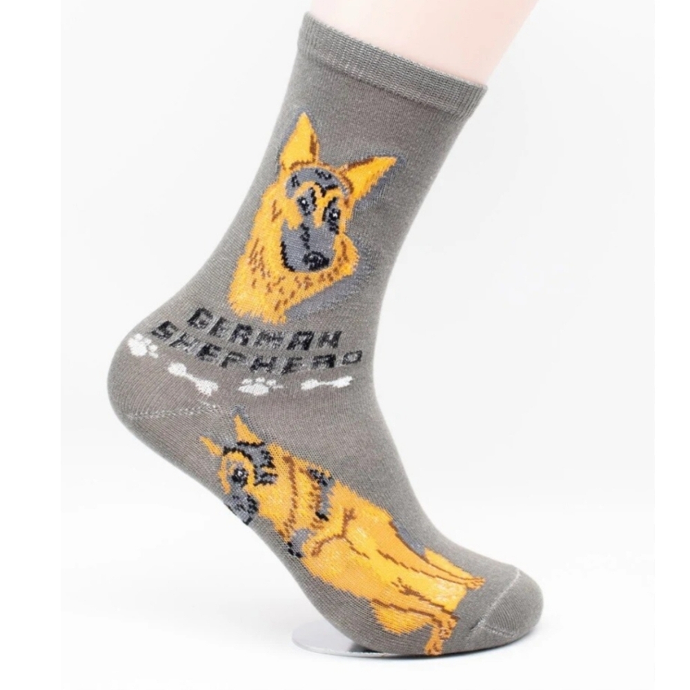 NWT Foozys Canine Collection German Shepherd Crew Socks, Fits Shoe Sz 4-10